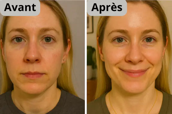 Comparaison avant après du contour des yeux après utilisation de patchs anti-cernes ECLORA
 Image